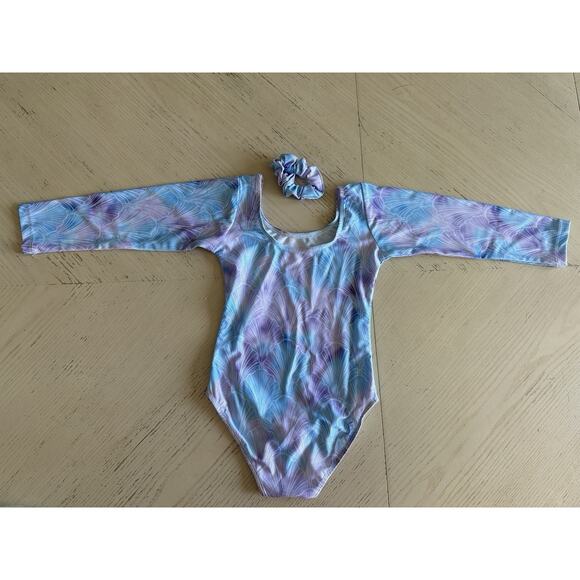 Leotards for Girls Gymnastics, Long Sleeve With Scrunchie Size 110 - Picture 1 of 4